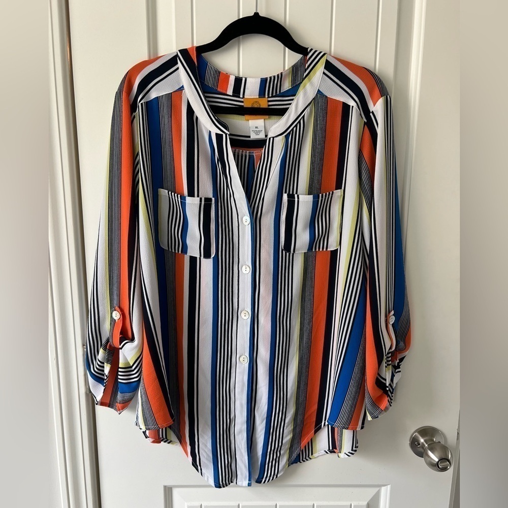 Nwot Ruby Rd Tie Front Button Down Top Size Xl - image 4